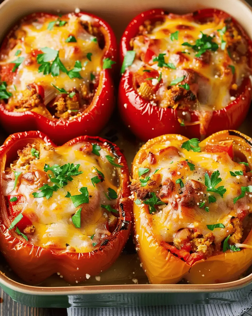 Best Italian Stuffed Bell Peppers with Turkey Bacon and Beef