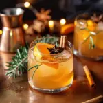 Cinnamon Bourbon Old Fashioned with Brûléed Oranges.