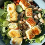 Honey-Glazed Halloumi + White Bean Salad with Creamy Herb Dressing Bliss