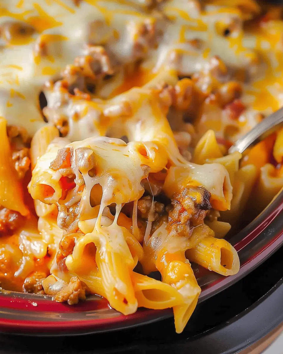 Slow Cooker Cheesy Penne with Turkey Bacon & Chicken Ham Delight