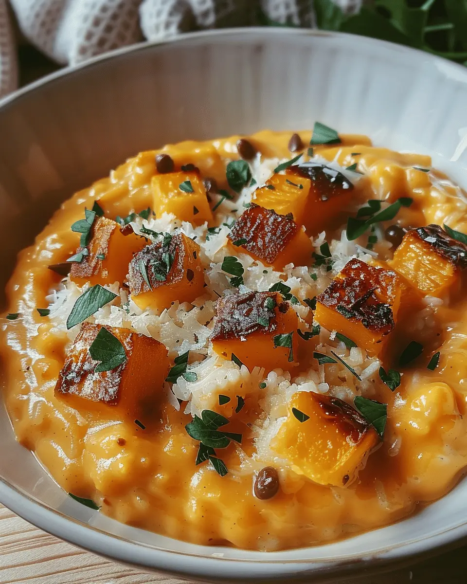 Creamy Butternut Squash Risotto Delight with Turkey Bacon Bliss