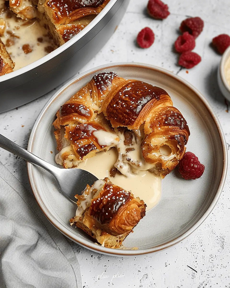 Croissant Bread Pudding: Indulgent Treat with Espresso Crème Anglaise