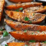 Garlic Parmesan Sweet Potato Wedges