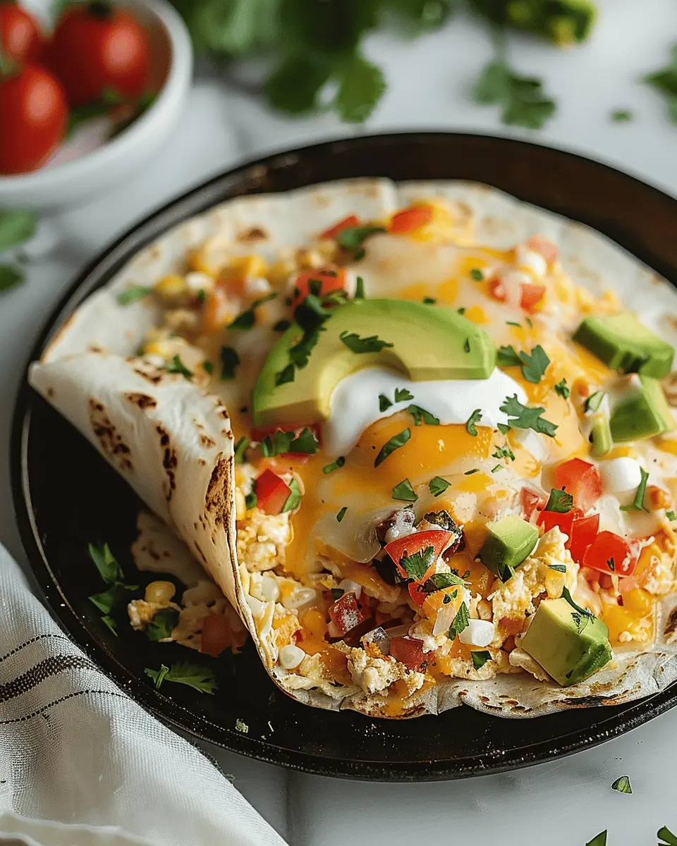 High-Protein Breakfast Burrito with Turkey Bacon and Chicken Ham