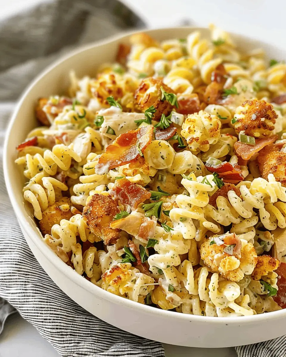 Popcorn Chicken Turkey Bacon Ranch Pasta Salad: Easy & Delicious