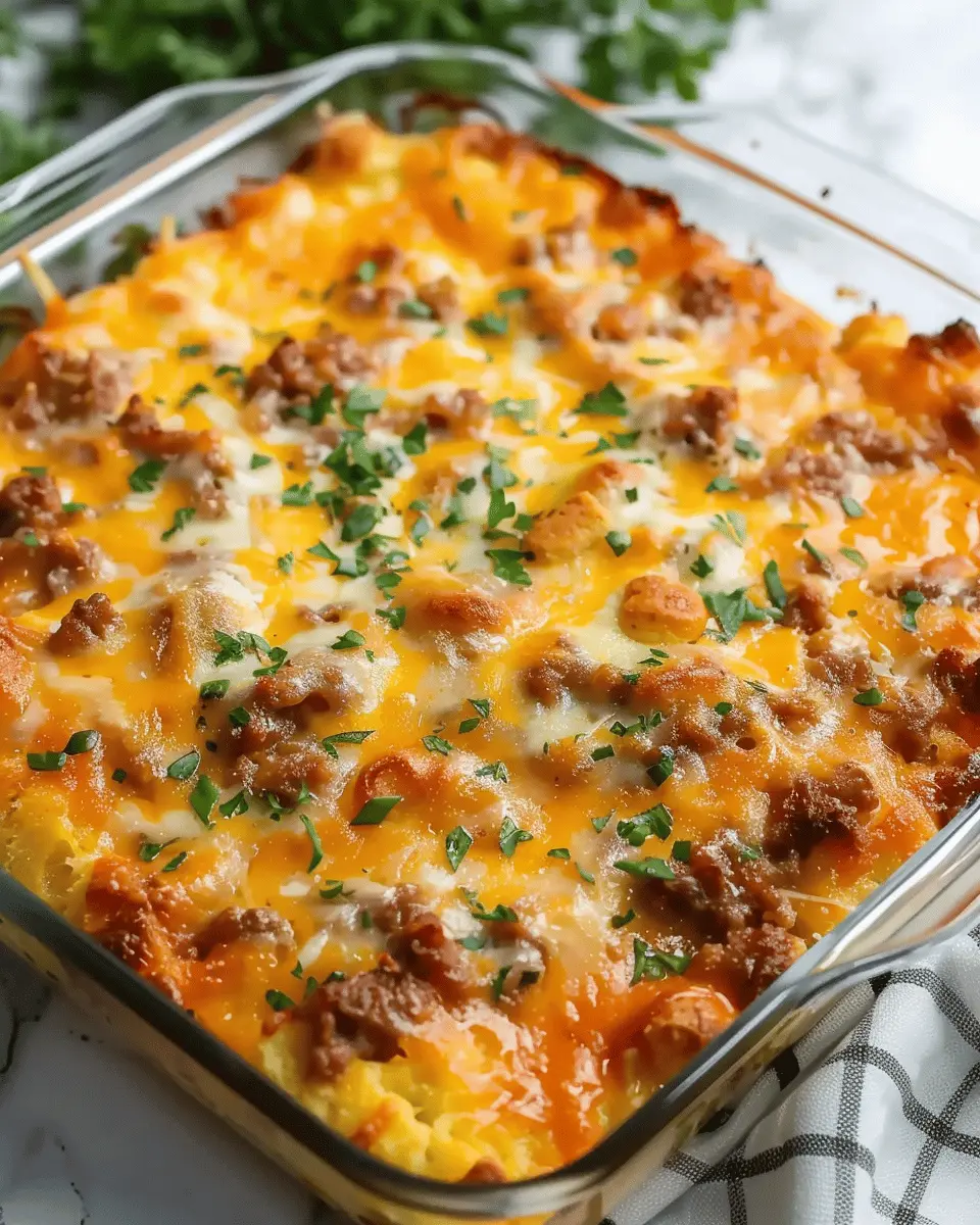 Quick & Easy Crescent Roll Breakfast Casserole with Turkey Bacon and Chicken Ham
