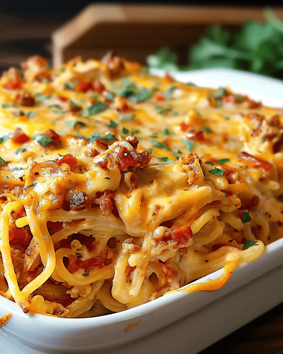 Irresistible Spicy Southern Cheesy Chicken Spaghetti Casserole Delight