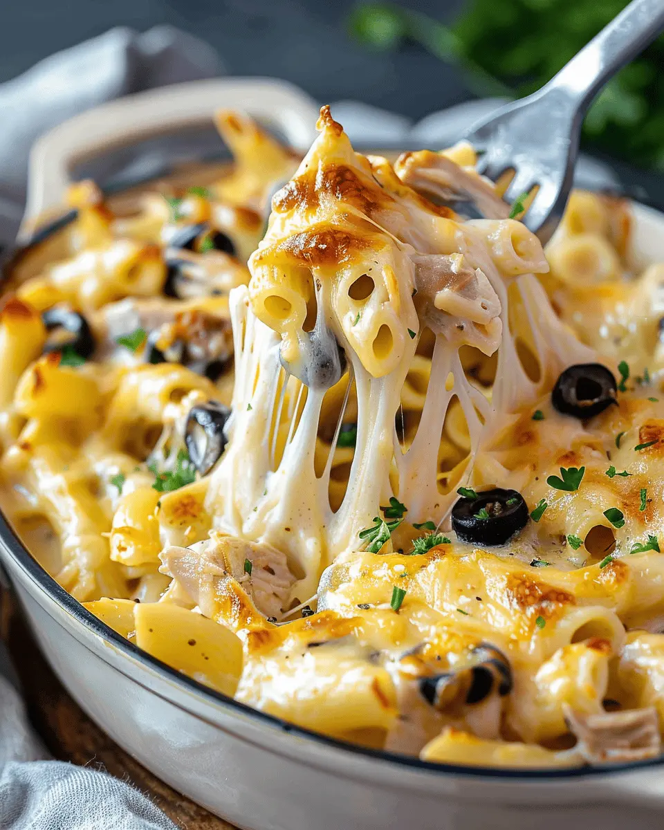 Cheesy chicken pasta with turkey bacon for a cozy dinner night