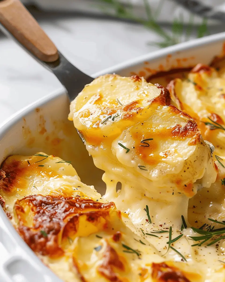 Easy Cheesy Scalloped Potatoes with Turkey Bacon and Chicken Ham Delight