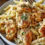 Garlic Butter Chicken Bites with Creamy Parmesan Pasta