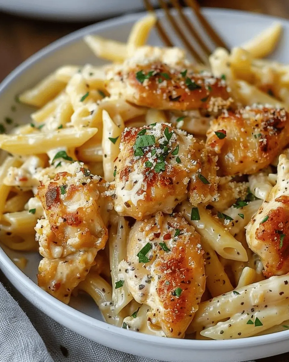 Garlic Butter Chicken Bites: Easy Creamy Parmesan Pasta Delight