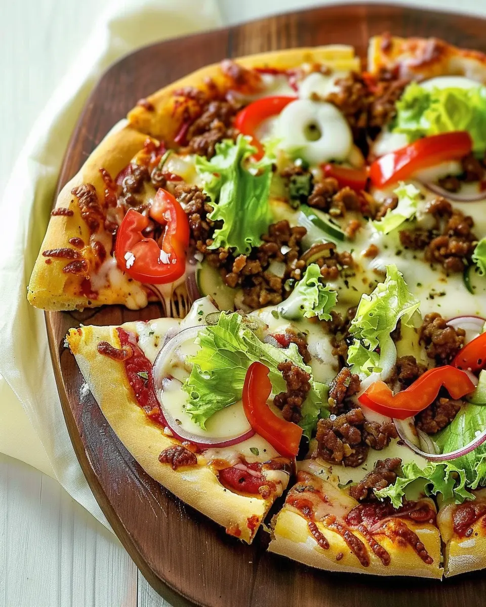 Cheeseburger Pizza: Easy Indulgence with Turkey Bacon and Chicken Ham