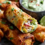 Crispy & Cheesy Elote Egg Rolls with Avocado Sauce Recipe