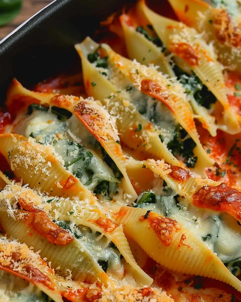 Air Fryer Stuffed Spinach Pasta Shells with Turkey Bacon Delight