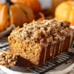 MOIST Pumpkin Bread with Streusel Topping and Maple Glaze