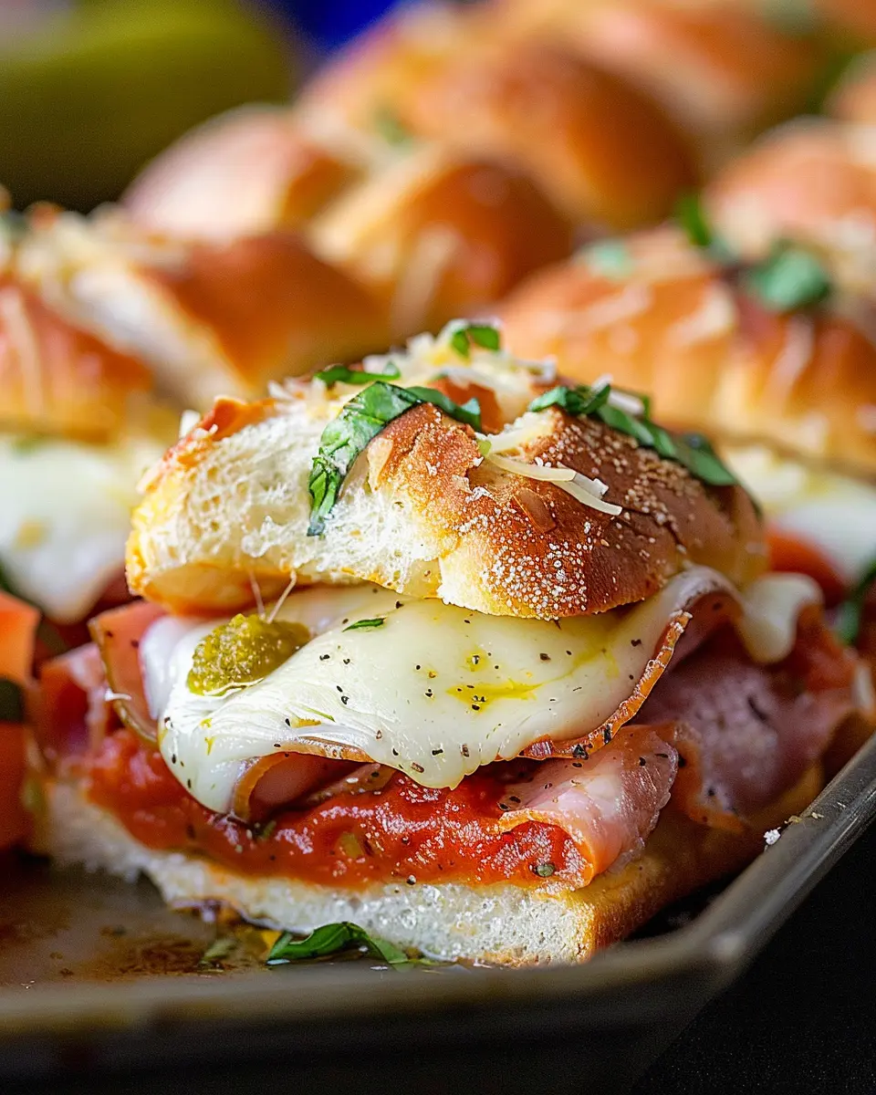 Hot Italian Sub Sliders with Turkey Bacon and Chicken Ham Delights