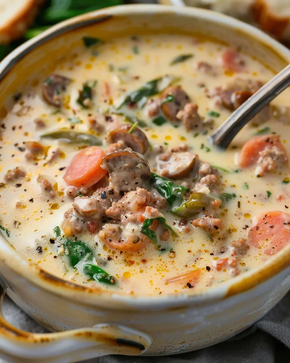 Creamy Sausage Soup: Cozy Comfort with Turkey Bacon and Chicken Ham