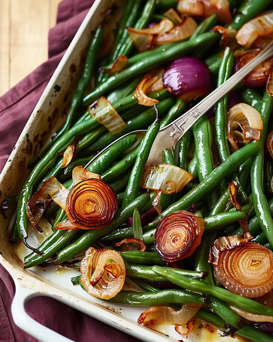 Roasted Green Beans with Spicy-Sweet Glazed Shallots Delight