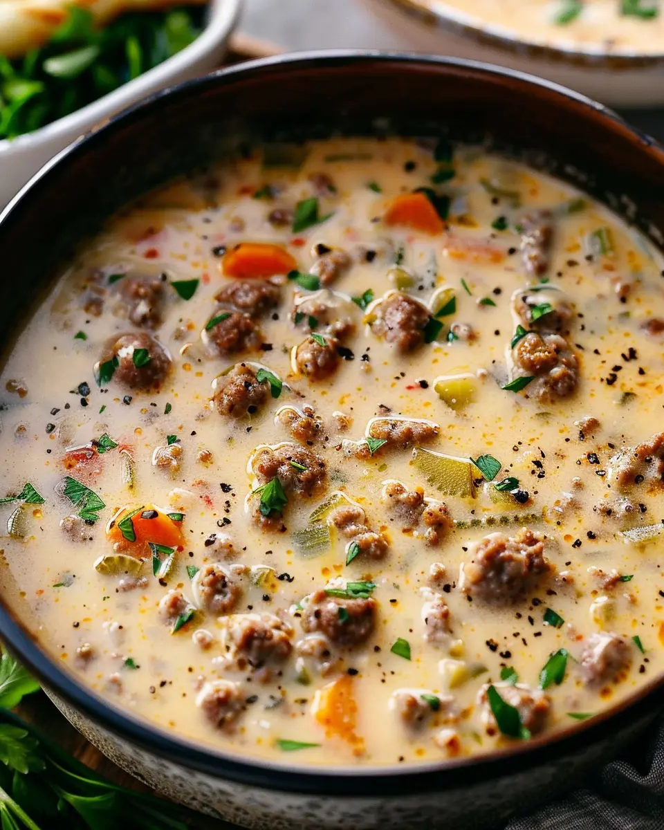 Creamy Sausage Soup with Turkey Bacon for Cozy Nights