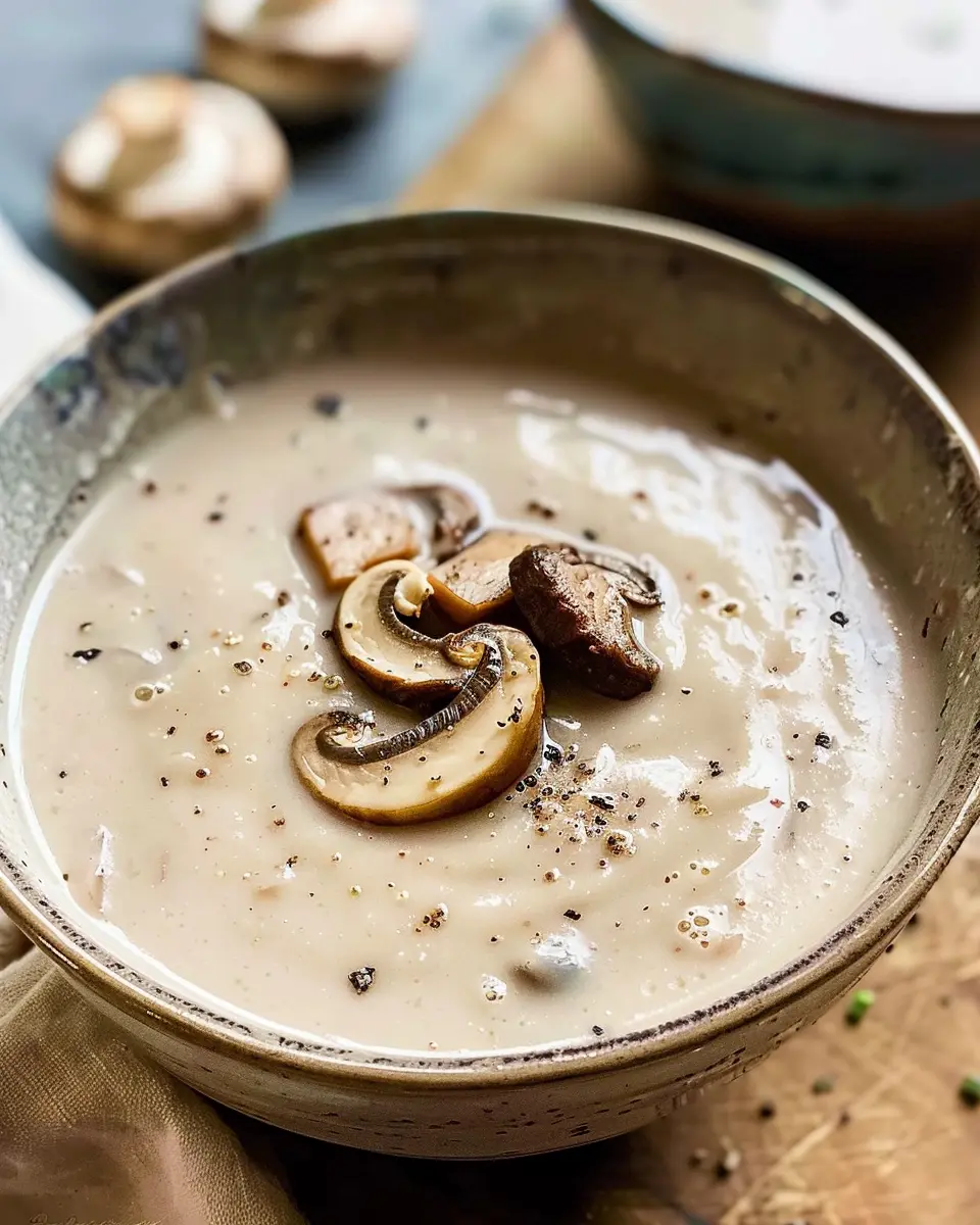 Cream of Mushroom Soup: Easy &amp; Indulgent with Turkey Bacon