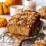 MOIST Pumpkin Bread with Streusel Topping and Maple Glaze