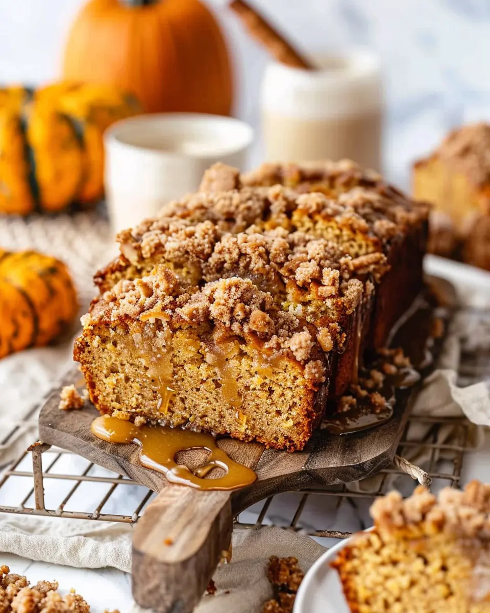 Moist Pumpkin Bread with Streusel Topping and Maple Glaze Delight