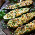 Cheesy Garlic Zucchini Steaks