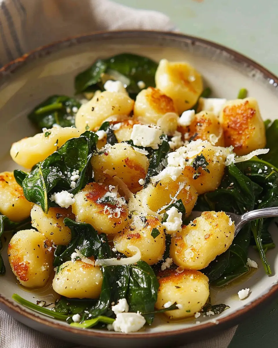 Crispy Gnocchi with Spinach and Feta: A Quick, Delicious Delight