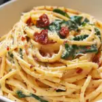Spaghetti & Spinach with Sun-Dried Tomato Cream Sauce