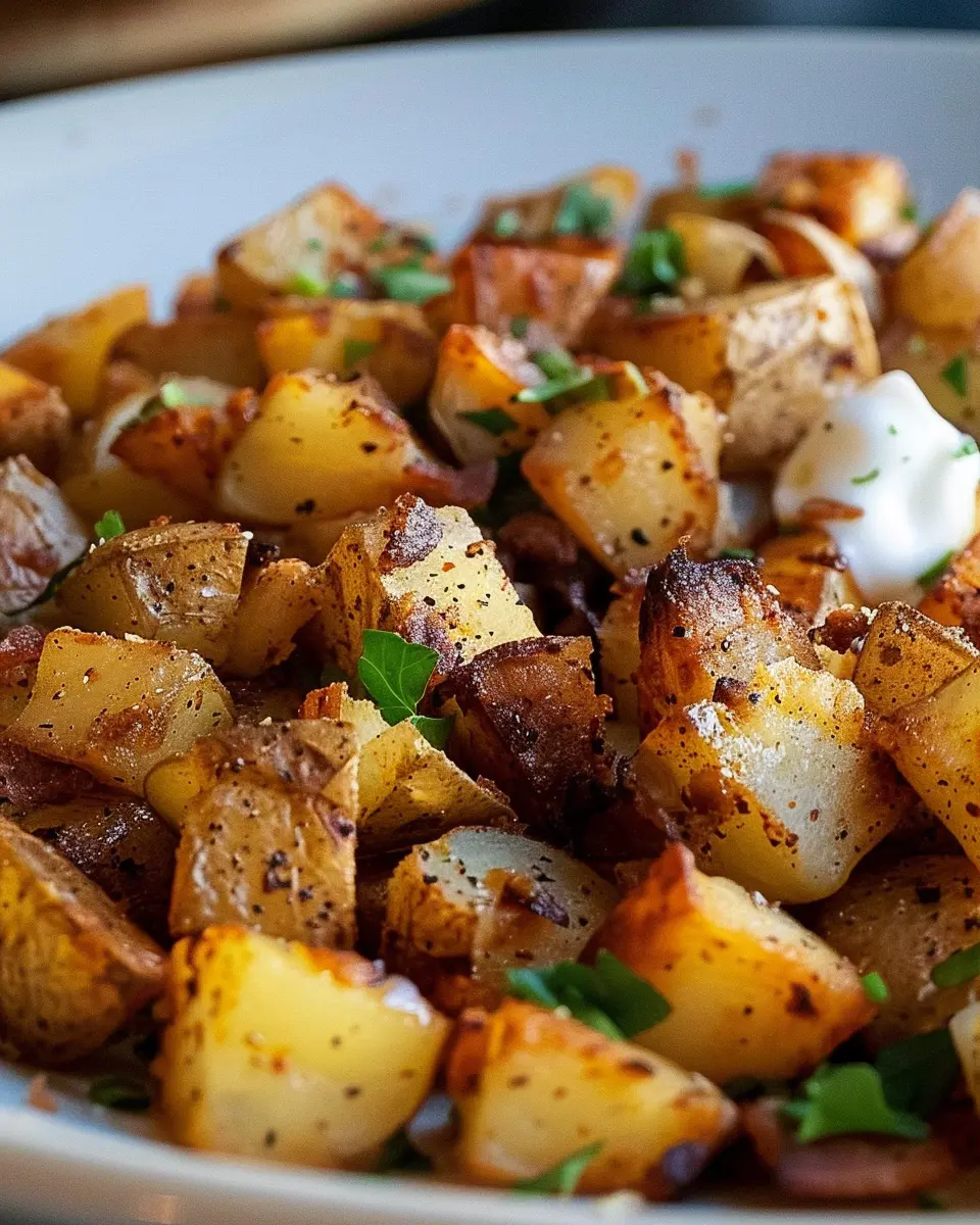 Easy Breakfast Potatoes: Crispy Perfection with Turkey Bacon and Chicken Ham