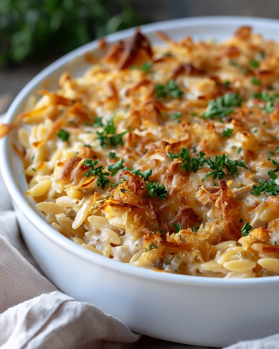 French Onion Chicken Orzo Casserole: A Cozy, Comfort Food Delight