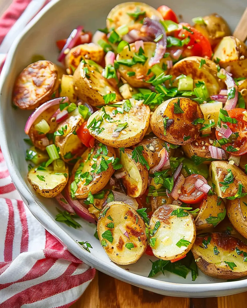 Roasted Potato Salad: Easy Recipe with Turkey Bacon and Herbs