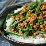 Asian Ground Turkey with Green Beans and Rice