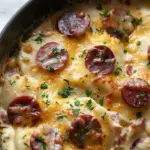 Crockpot Pierogi Casserole with Kielbasa