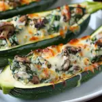 Zucchini Boats Stuffed with Spinach Mushroom Ricotta