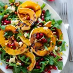 Roasted Delicata Squash, Pomegranate and Arugula Salad