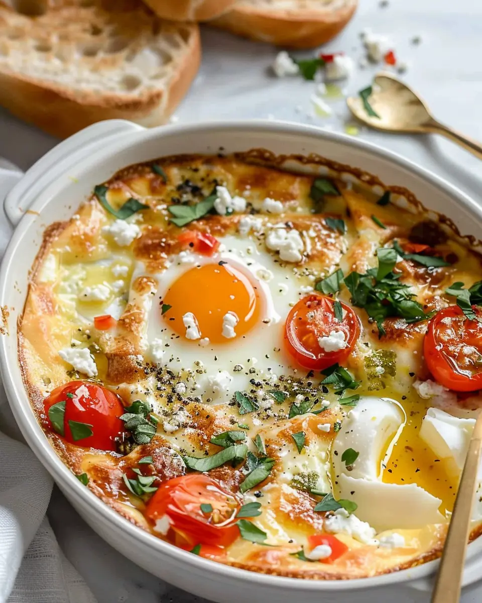 Baked Feta Eggs: Easy Delight with Turkey Bacon and Spinach