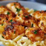 Garlic Butter Chicken Bites with Savory Creamy Parmesan Pasta