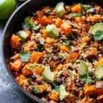 Southwest Sweet Potato, Black Bean and Rice Skillet