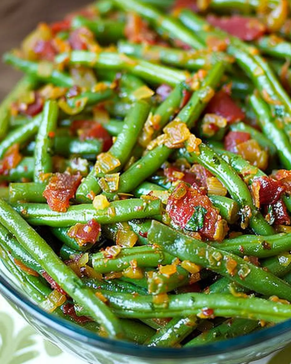 Smothered Green Beans with Turkey Bacon: A Healthy Twist on Comfort Food