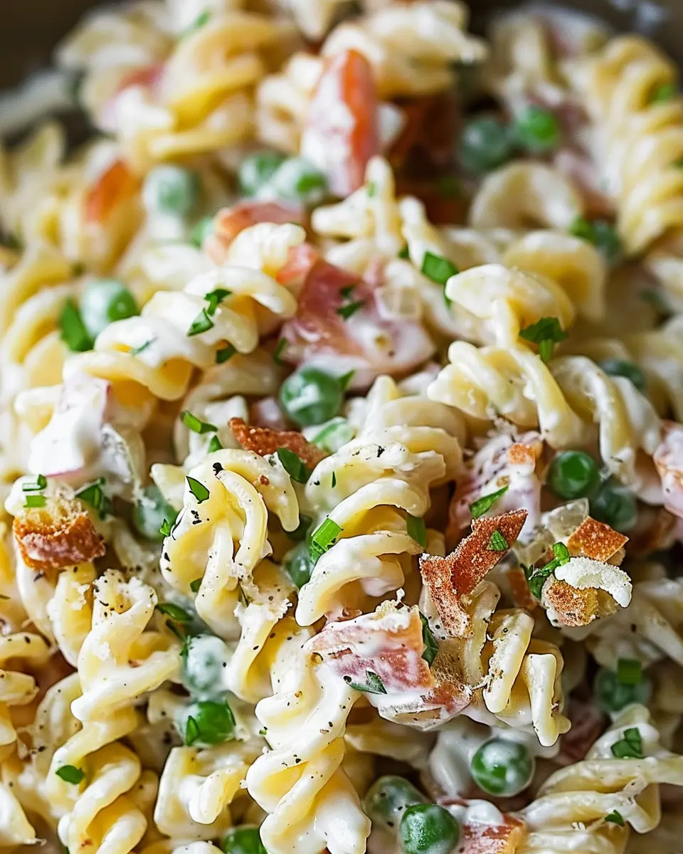 Creamy Pasta Salad with Turkey Bacon and Chicken Ham Delight