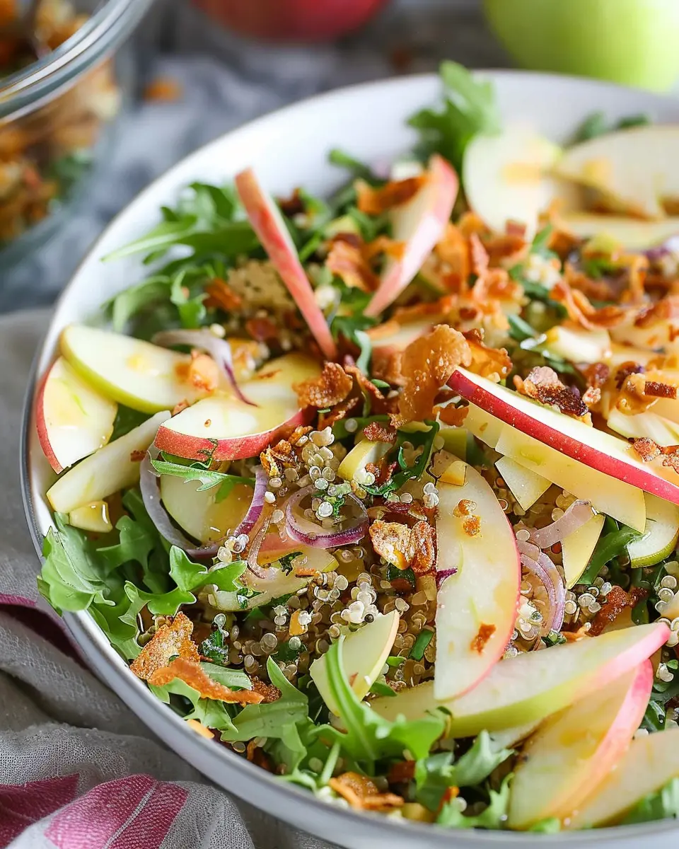 Honey Mustard Quinoa Salad: Easy Apple Salad with Crispy Shallots