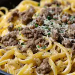 One-Pot Creamy Beef and Garlic Butter Pasta