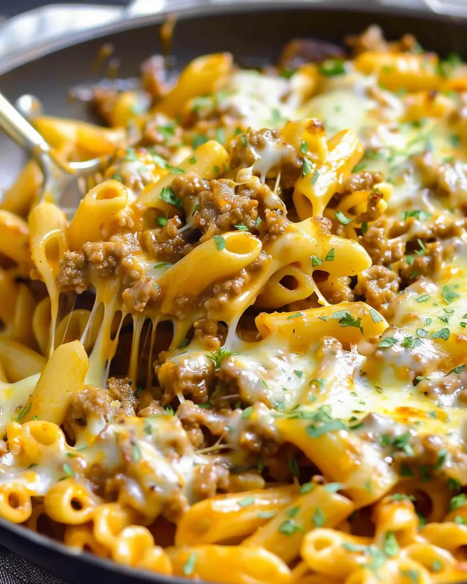 Cheesy Ground Beef Pasta Skillet: Easy Comfort Food Delight