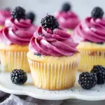 Lemon Poppy Seed Cupcakes with Blackberry Frosting