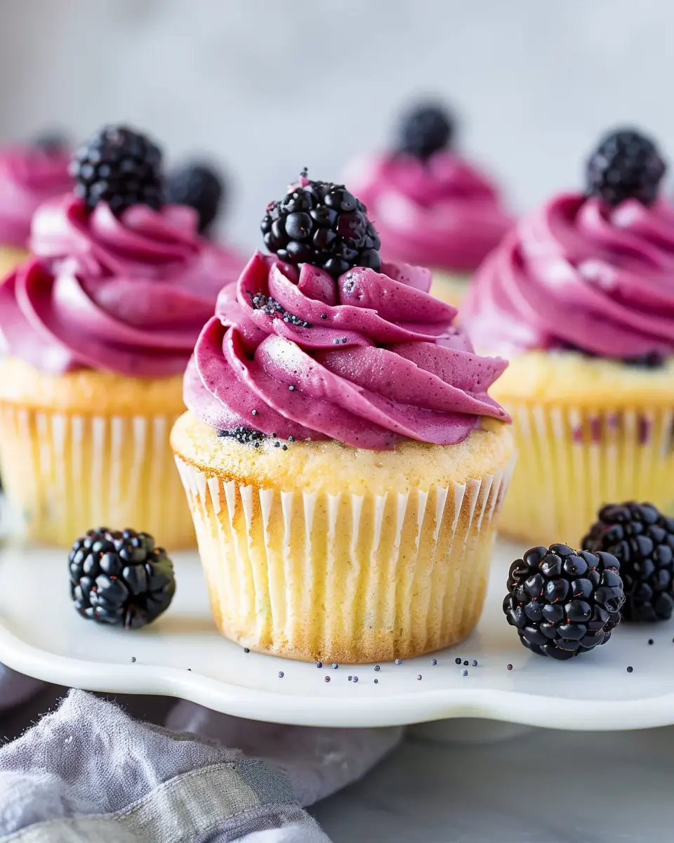 Lemon Poppy Seed Cupcakes with Blackberry Frosting: The Best Treat