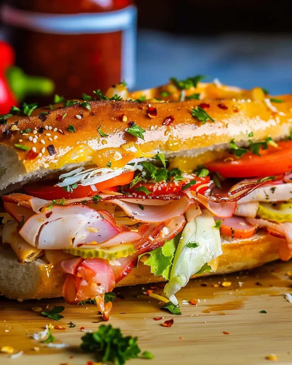 Italian Sub Delight: Easy Turkey Bacon and Chicken Ham Recipe