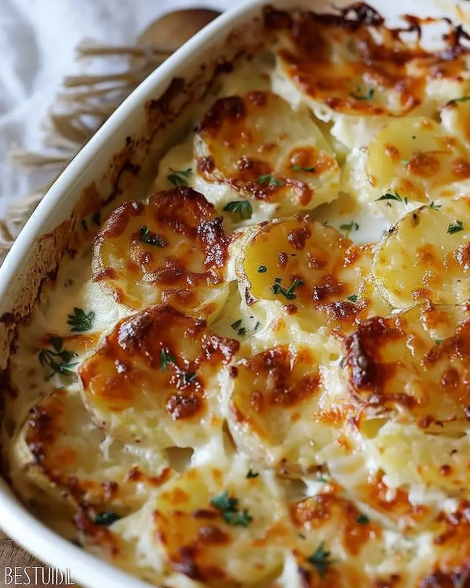 Creamy Scalloped Potatoes with Turkey Bacon and Chicken Ham Delight