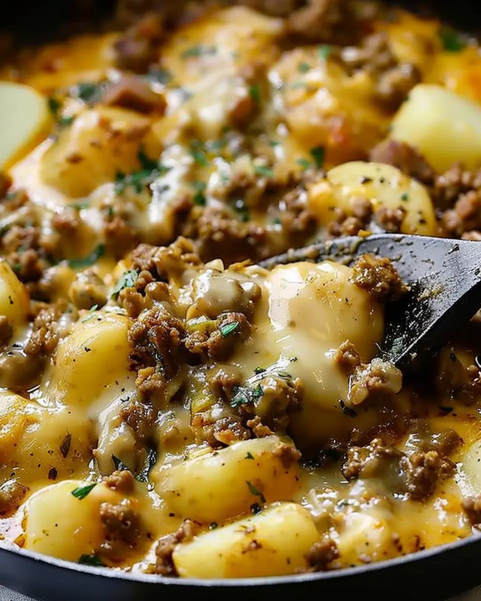 One-Pan Cheesy Ground Beef and Potatoes for a Cozy Dinner Night