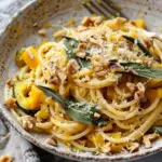 Brown Butter Acorn Squash Pasta with Toasted Hazelnuts